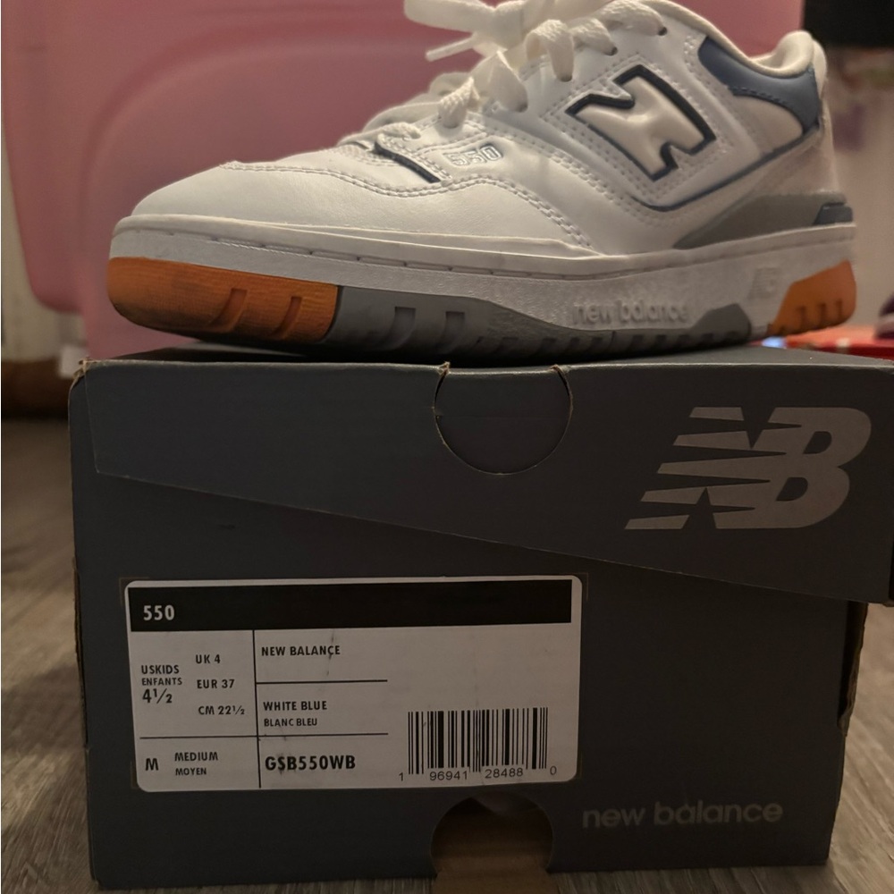 New Balance Kids' 550 White and Blue Sneakers